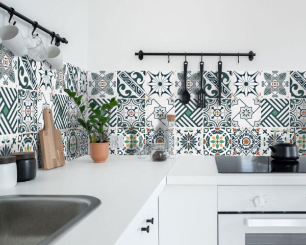 Fliesenaufkleber azulejo floral in Anthrazit