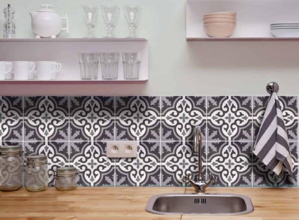 Fliesenaufkleber in Grau