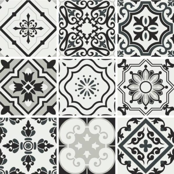 Fliesenaufkleber ornamente Patchwork in Beige