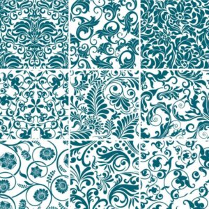 Fliesenaufkleber für Bad Deko und Küche - Floral Petrol Barok