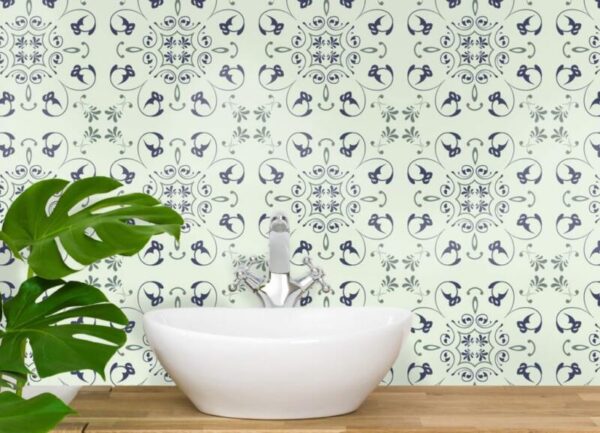 Fliesenaufkleber floral ornamente in Beige