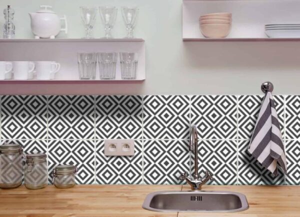 Fliesenaufkleber geometrisch Modern in Beige fuer die Kueche