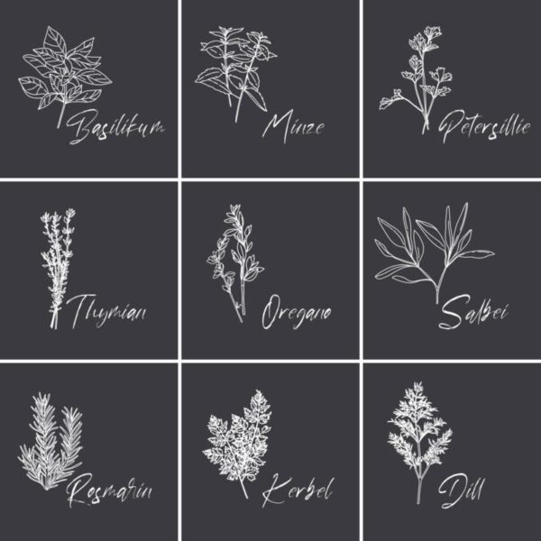 Fliesenaufkleber gewürze kräuter in Anthrazit