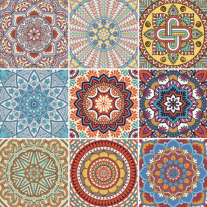 Fliesenaufkleber boho floral in Beige