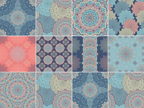 Fliesenaufkleber floral indisch in Pastell