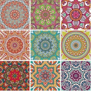 Fliesenaufkleber floral mandala in Beige