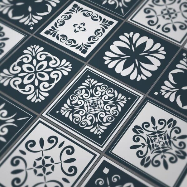 Fliesenaufkleber Blaugrau floral in Blaugrau