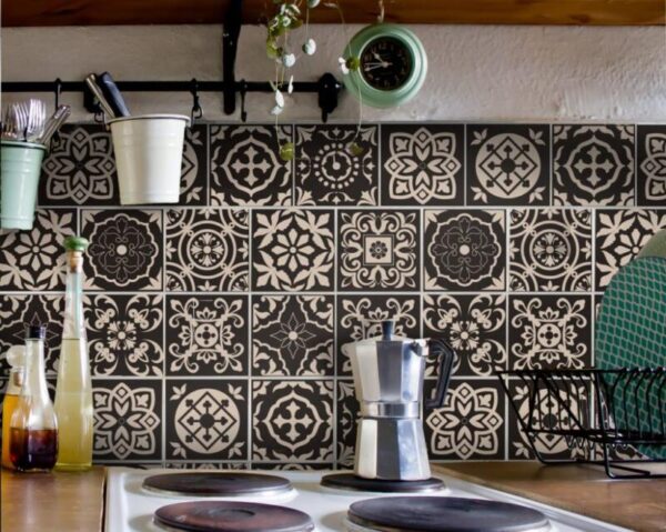 Fliesenaufkleber portugiesisch in Braun