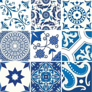 Fliesenaufkleber Patchwork portugiesisch in Blau