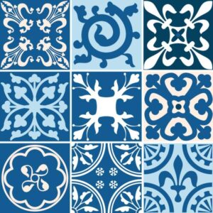 Fliesenaufkleber in Blau