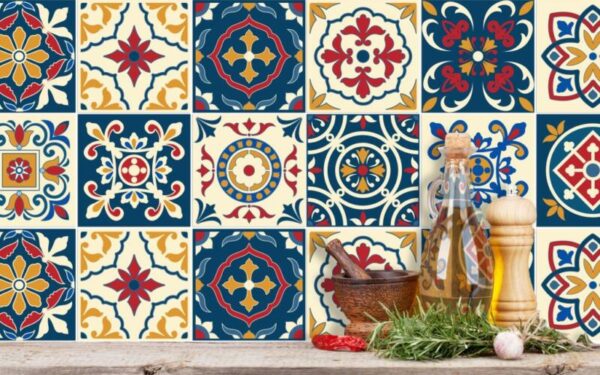 Fliesenaufkleber in Beige