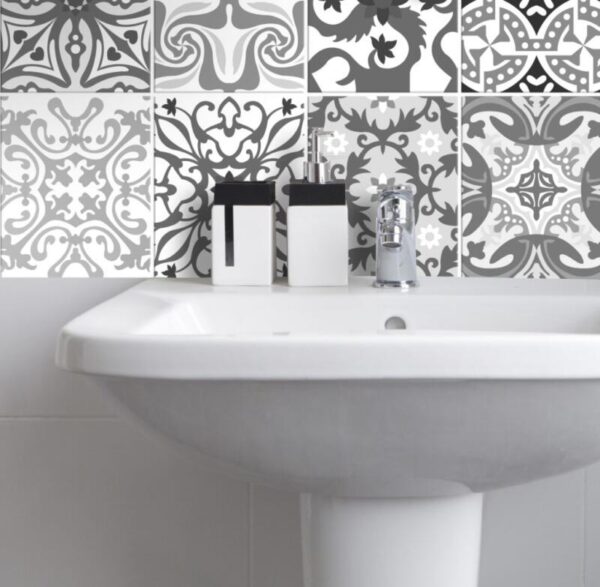 Fliesenaufkleber Anthrazit in Beige