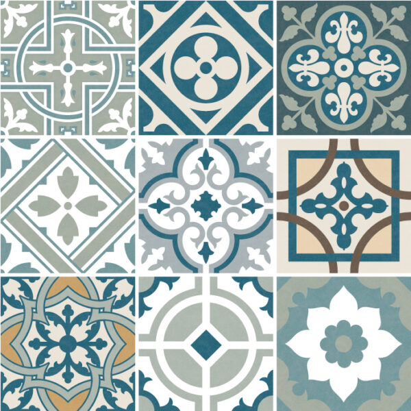 Fliesenaufkleber ornamente Patchwork in Beige