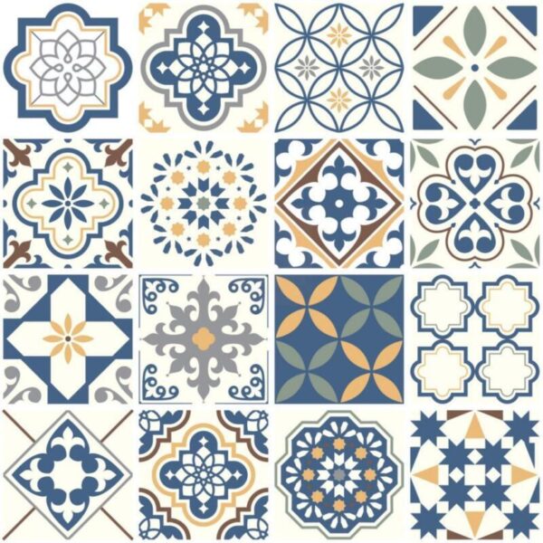 Fliesenaufkleber Patchwork Spanisch in Beige