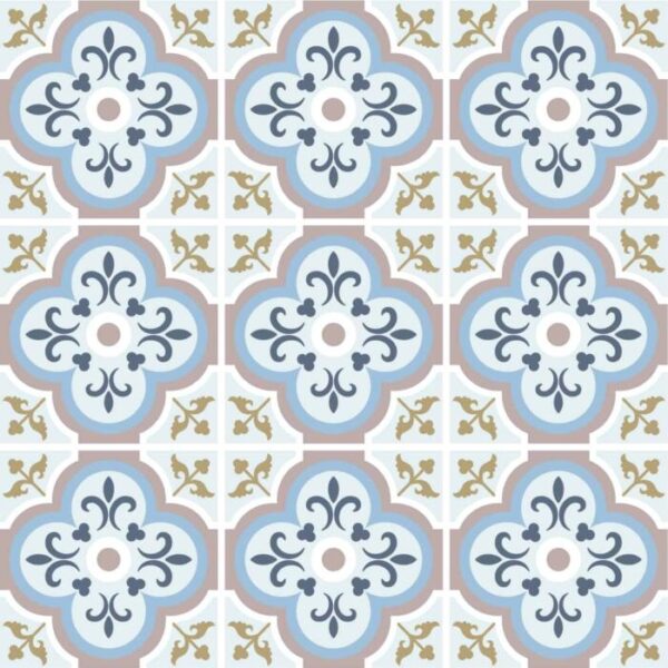 Fliesenaufkleber azulejo floral in Hellblau