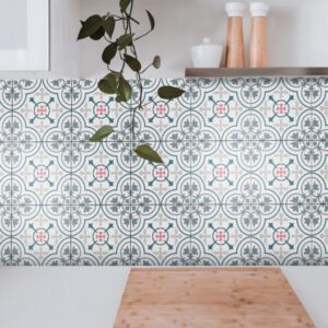 Fliesenaufkleber azulejo marokkanisch in Blaugrau fuer die Kueche