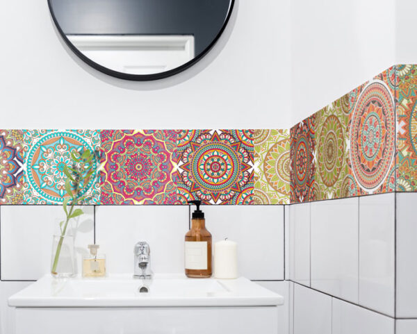 Fliesenaufkleber boho goa in Mehrfarbig fuer das Bad