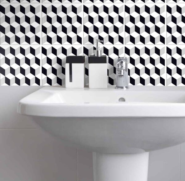 Fliesenaufkleber cubes marokkanisch in Grau