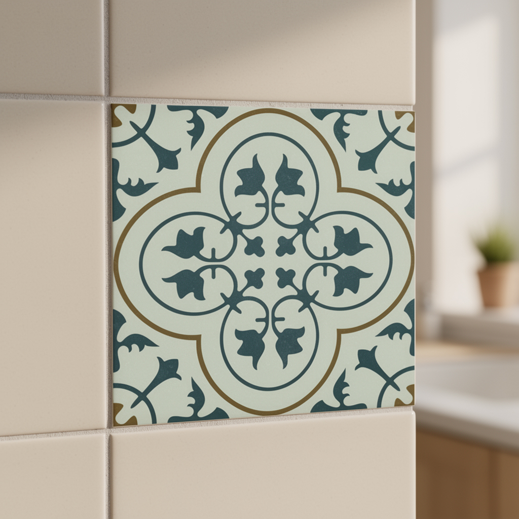 Fliesenaufkleber azulejo ornamente in Blaugrün