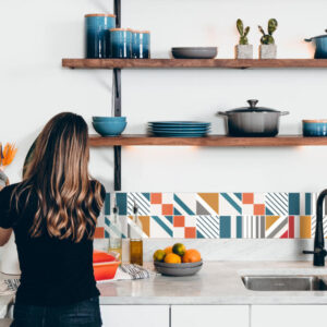 Fliesenaufkleber Abstrakt Formen in Beige