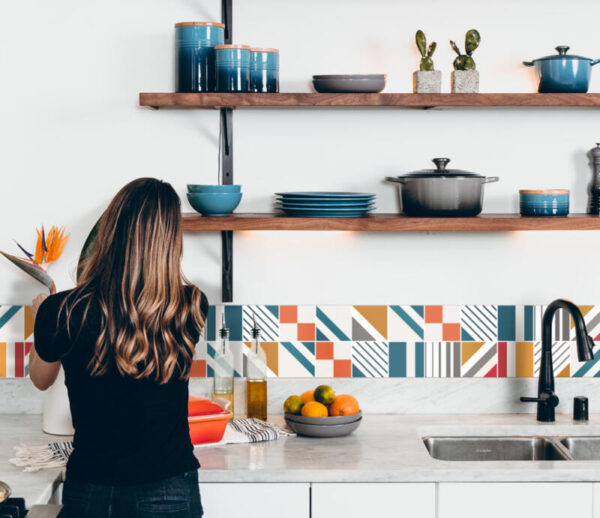 Fliesenaufkleber Abstrakt Formen in Beige