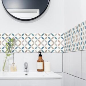 Fliesenaufkleber Bunt Lebensblume in Beige