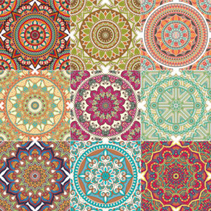 Fliesenaufkleber boho goa in Mehrfarbig