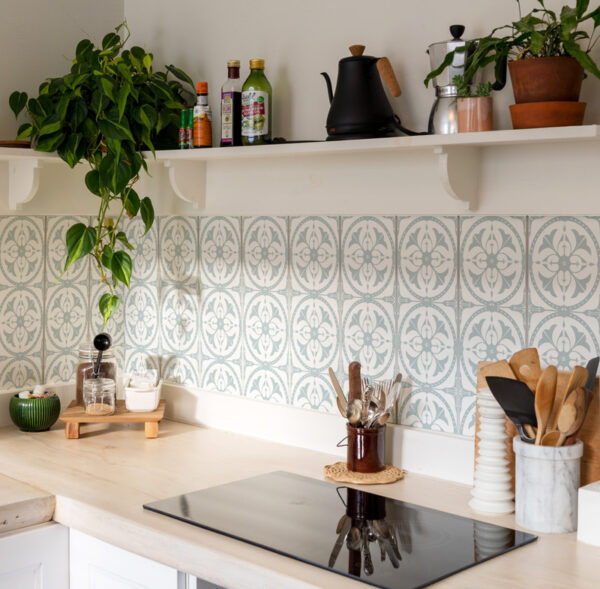 Fliesenaufkleber marokkanisch ornamente in Grün fuer die Kueche