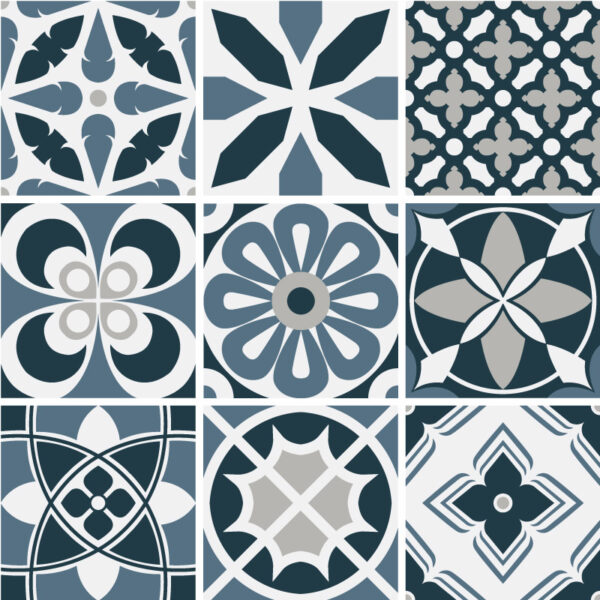 Fliesenaufkleber floral ornamente in Dunkelblau