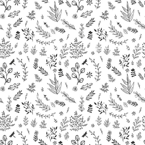 Fliesenaufkleber doodles floral in Schwarz