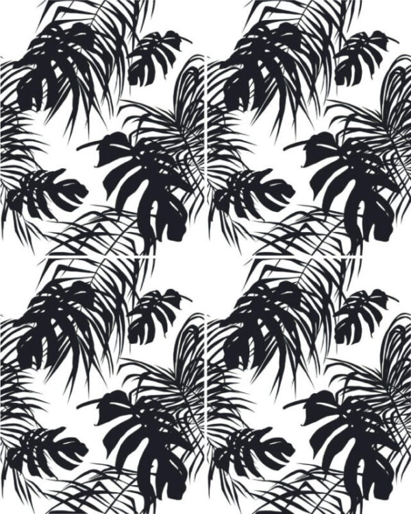 Fliesenaufkleber jungle Monstera in Schwarz