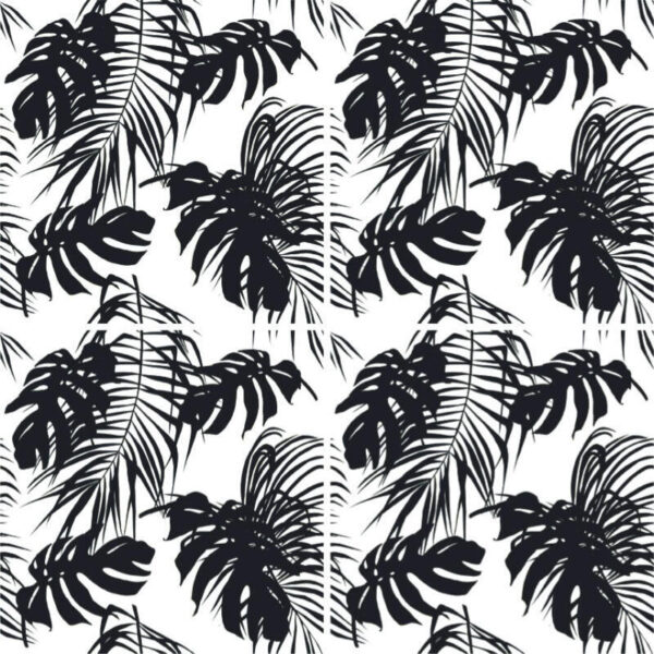 Fliesenaufkleber jungle Monstera in Schwarz