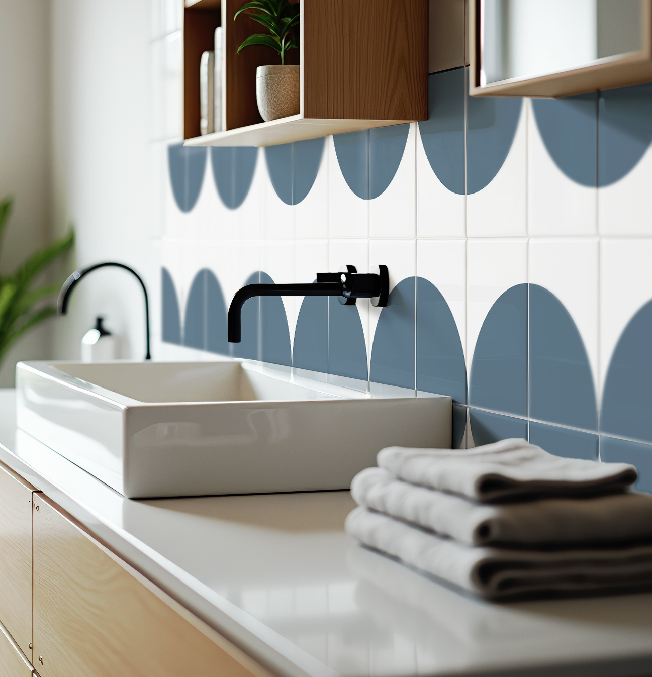 Fliesenaufkleber geometrisch minimalistisch in Beige