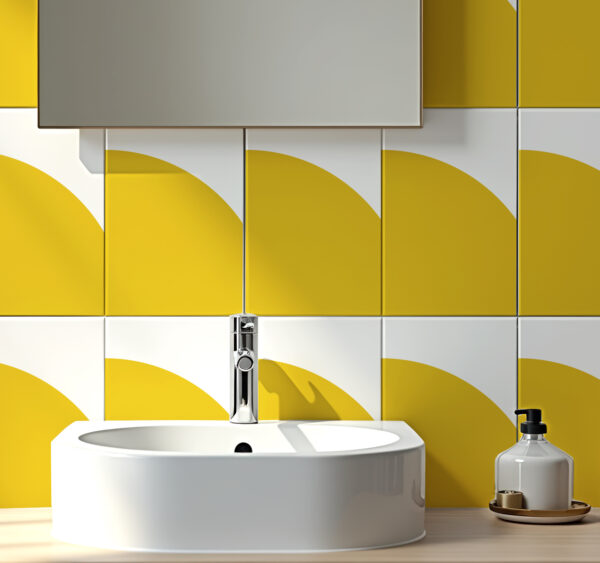 Fliesenaufkleber geometrisch minimalistisch in Beige