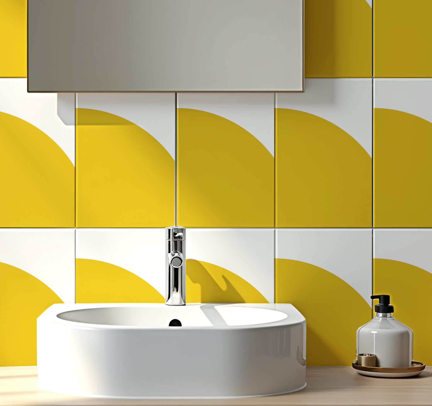 Fliesenaufkleber geometrisch minimalistisch in Beige