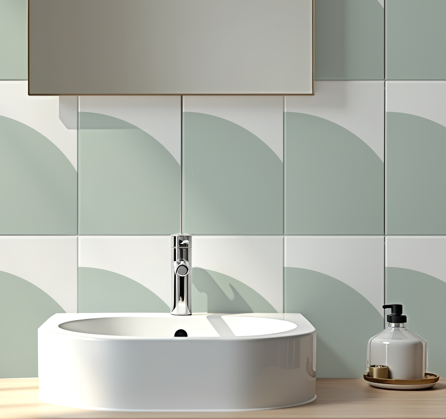 Fliesenaufkleber geometrisch minimalistisch in Beige