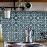 Fliesenaufkleber für Bad Deko u. Küche - Azulejo-Portugiesisch-Dunkelblau