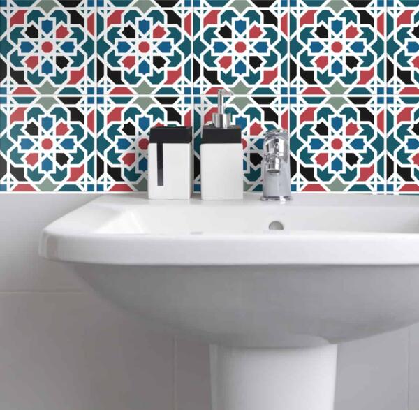 Fliesenaufkleber für Bad Deko u. Küche - Marokkanisch Geometrisch