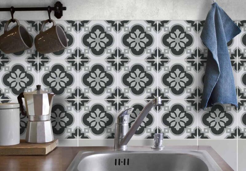 Fliesenaufkleber für Bad Deko u. Küche - Azulejo Grau – Bild 2