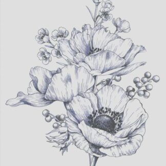 Wandbild Kunstdruck Blumenstrauß Blüten Tinte