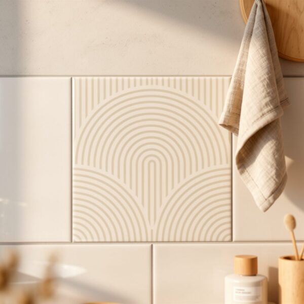 Fliesenaufkleber boho Erdfarben in Beige