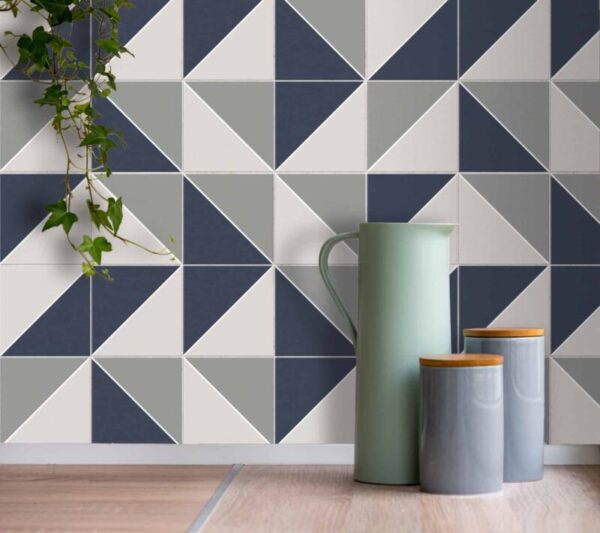 Fliesenaufkleber Badezimmer geometrisch in Dunkelblau