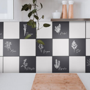 Fliesenaufkleber gewürze kräuter in Anthrazit fuer die Kueche