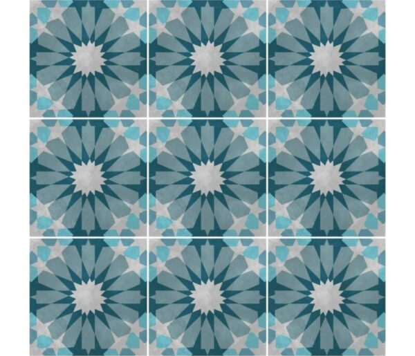 Fliesenaufkleber geometrisch marokkanisch in Blau