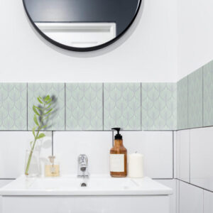 Fliesenaufkleber Abstrakt Art Deco in Mintgrün fuer das Bad