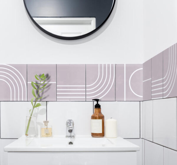 Fliesenaufkleber Abstrakt geometrisch in Beige fuer das Bad