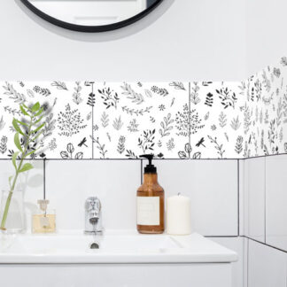 Fliesenaufkleber für Bad und Küche - Pflanzen Floral Sketch