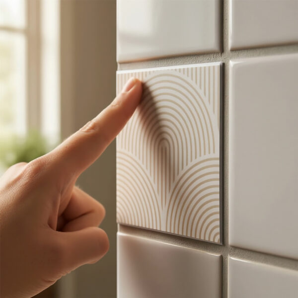 Fliesenaufkleber boho Erdfarben in Beige