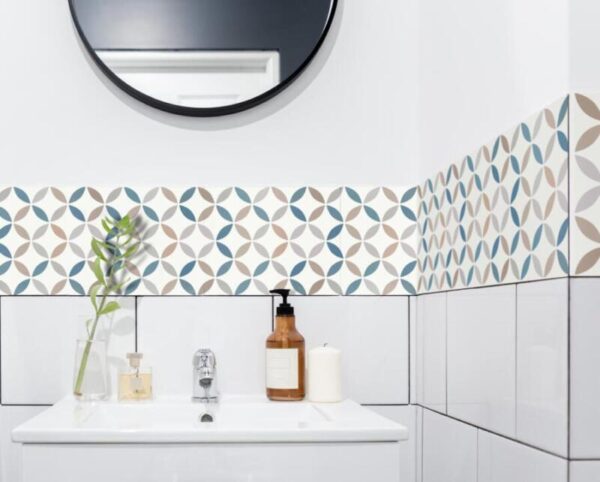 Fliesenaufkleber Bunt Lebensblume in Beige