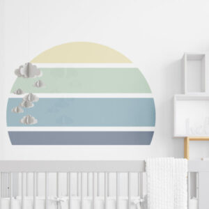 Sonne im Retro Stil als Wandtatto über dem Kinderbett